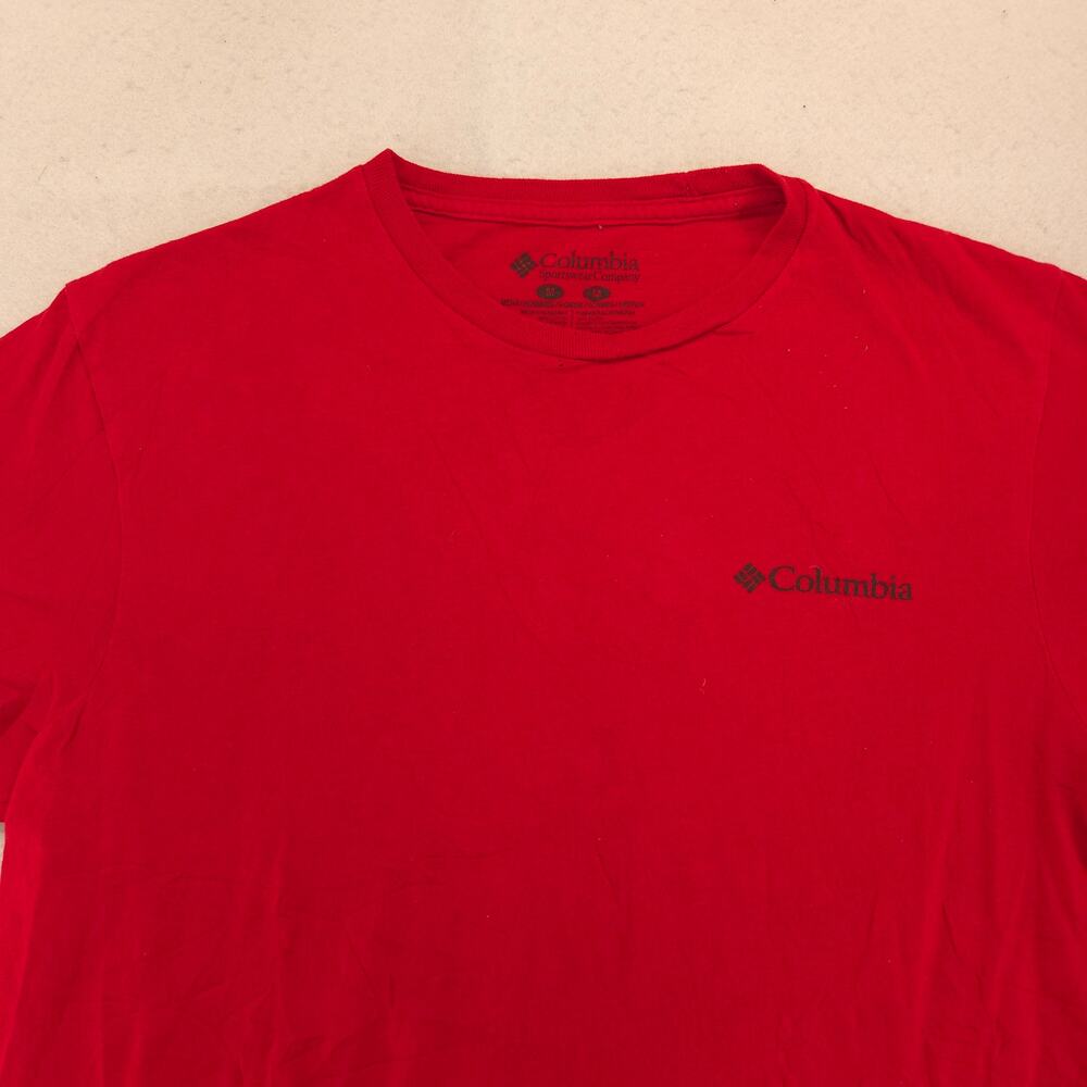 Columbia Short Sleeve Crew Neck Graphic T Shirt Mens Size Medium M Red